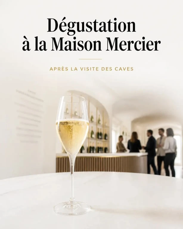 Dégustation à la cave mercier à Épernay après la visite des caves
