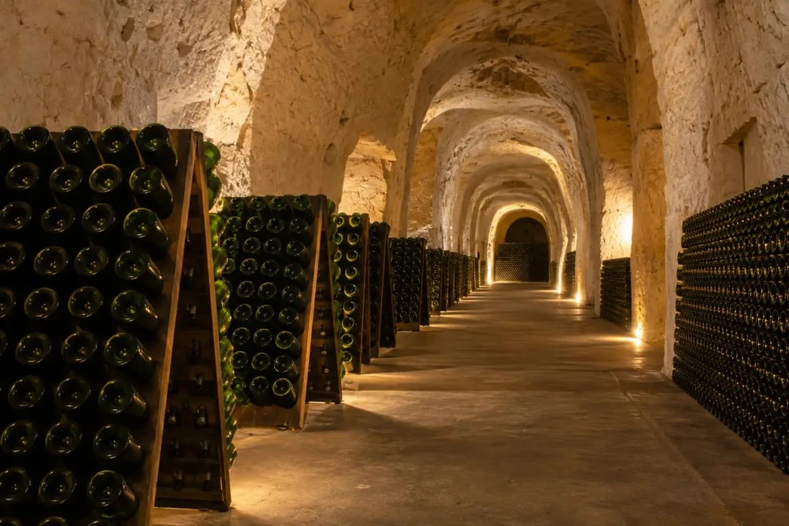 Visite de cave de champagne près de Reims à Noël