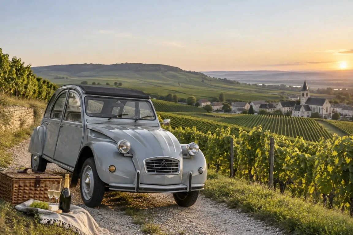 Visiter Reims en 2CV dans les vignobles de Champagne