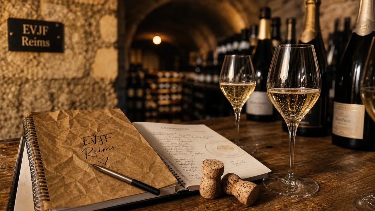 Enterrement de vie de jeune fille reims : EVJF champagne, carnet et verres tulipe