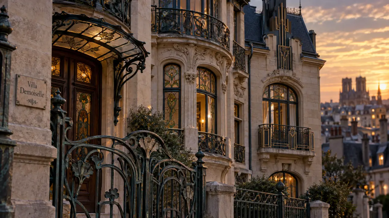 Visiter la villa Demoiselle à Reims, façade Art nouveau et Art déco