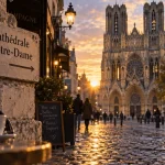 Visiter reims centre ville : Cathédrale Notre-Dame au lever du jour